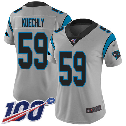 Carolina Panthers Limited Silver Women Luke Kuechly Jersey NFL Football #59 100th Season Inverted Legend->carolina panthers->NFL Jersey